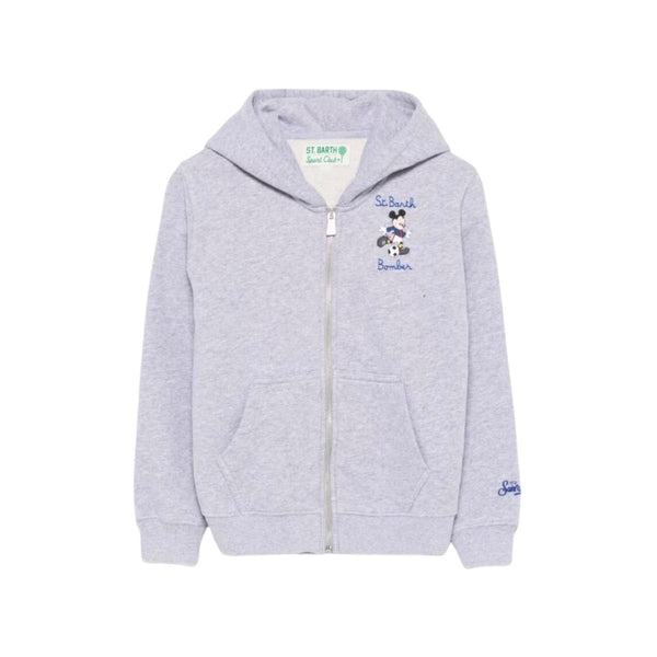 Boys Grey Zip-Up Mickey-Print Hoodie