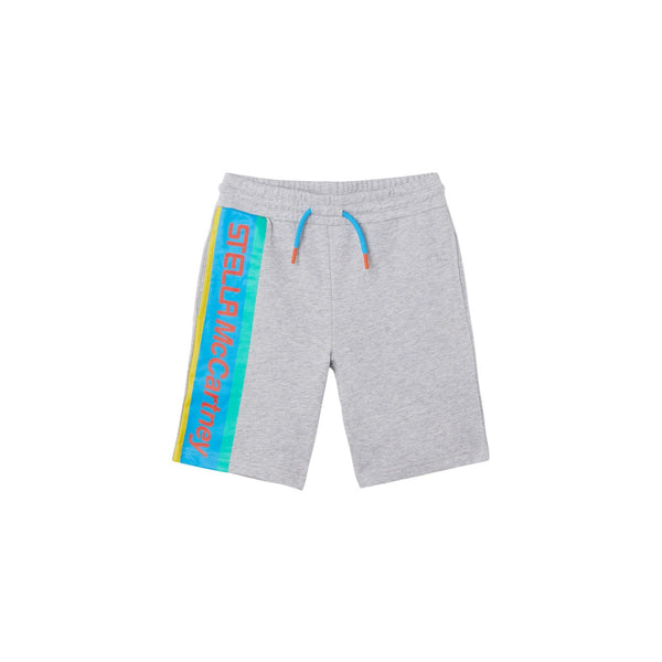 Boys Grey Cotton Logo Print Shorts