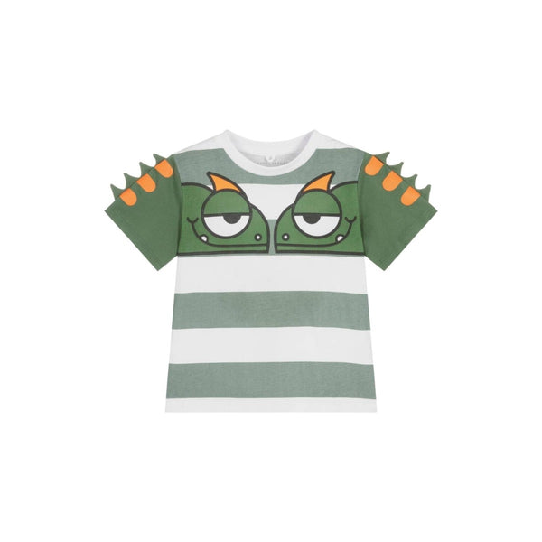 Boys Green & White Striped T-Shirt
