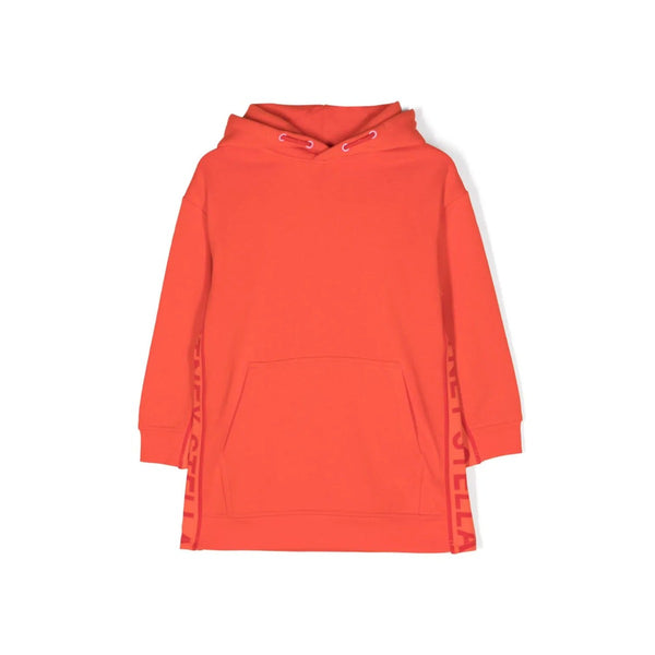 Girls Orange Logo-Print Hoodie Dress