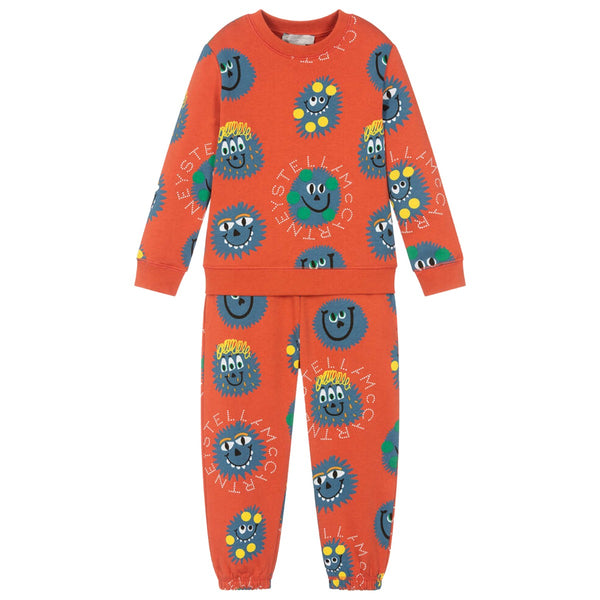 Boys Red and Blue Cotton Monster Tracksuit