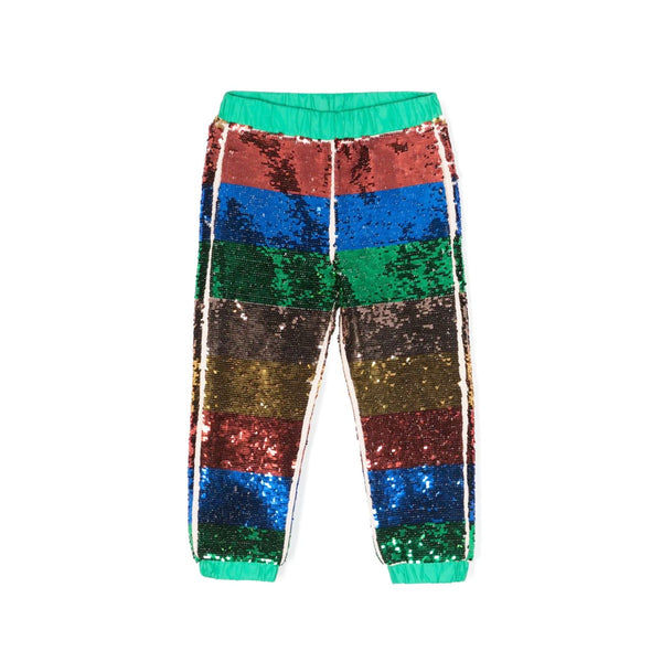 Girls Multi Sequin-Embellished Striped Track Pants