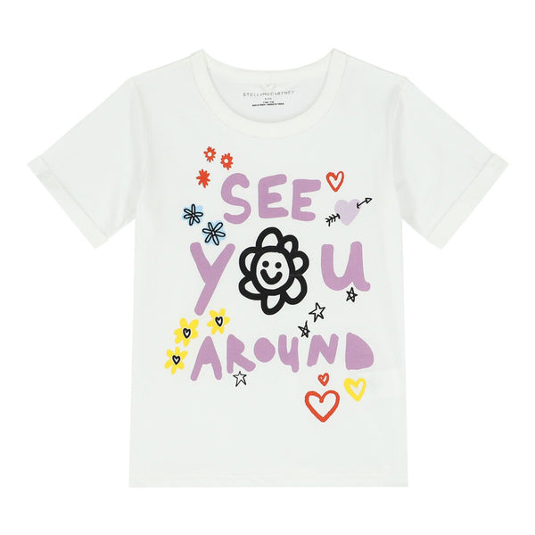 Girls White Slogan T-Shirt