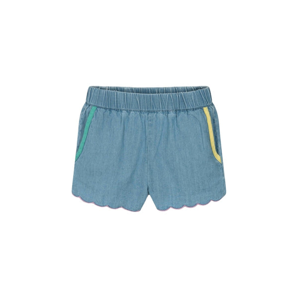 Baby Girls Blue Cotton Chambray Shorts