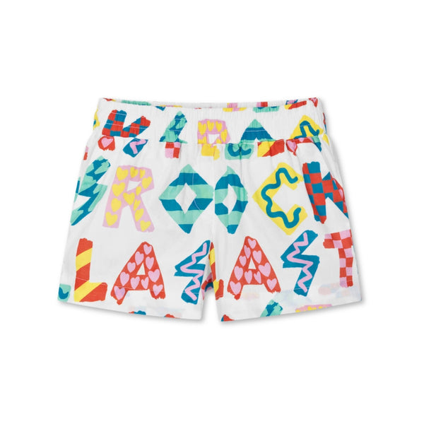 Girls White Cotton Shorts