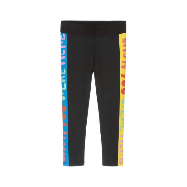 Girls Black Graphic Leggings