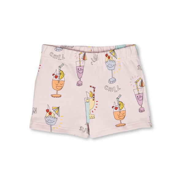 Girls Pink Graphic-Print Cotton Shorts
