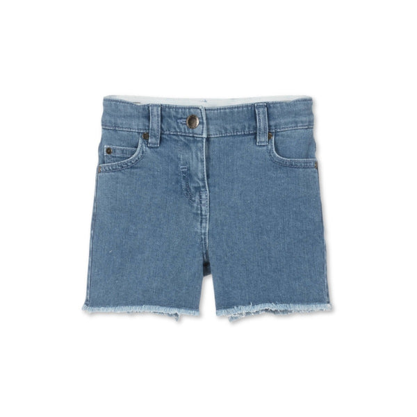 Girls Blue Denim Heart Shorts