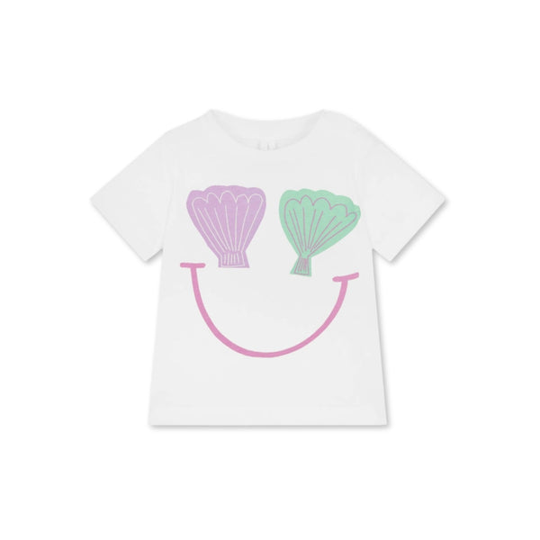 Baby Girls White Cotton Seashells T-Shirt