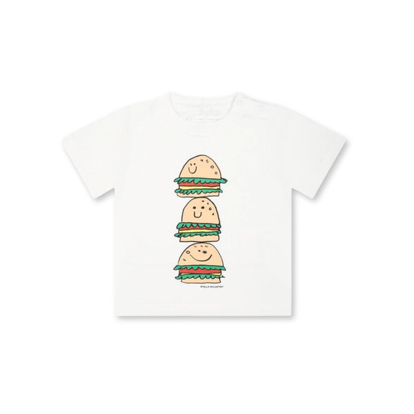 Baby Boys White Hamburger Print  T-Shirt