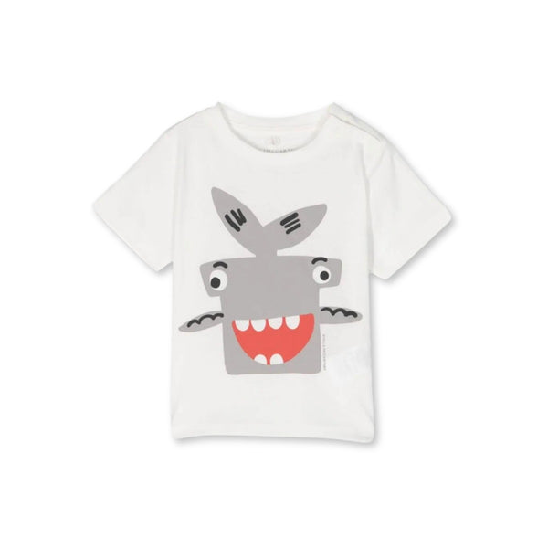 Baby Boys White Shark-Print T-Shirt