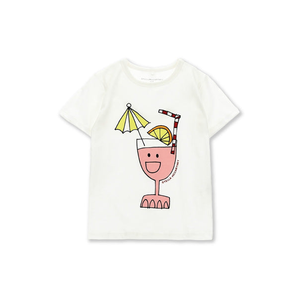 Girls White Half Sleeves Cotton T-Shirt