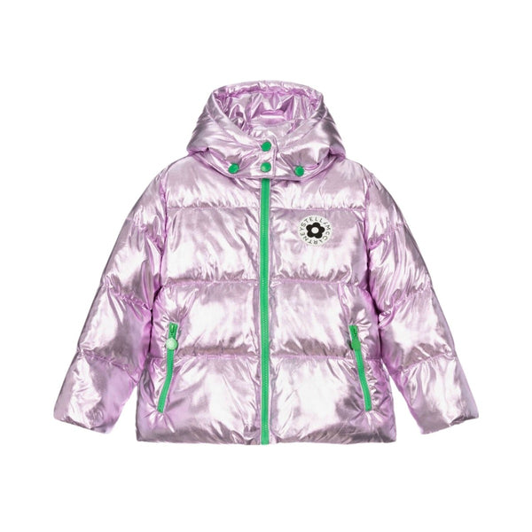Girls Metallic Purple Puffer Jacket