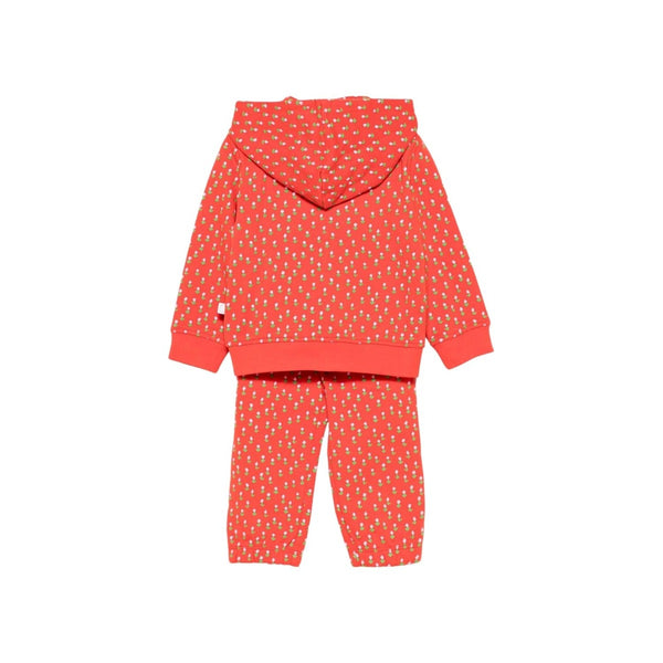 Baby Girls Red Floral-Print Tracksuit