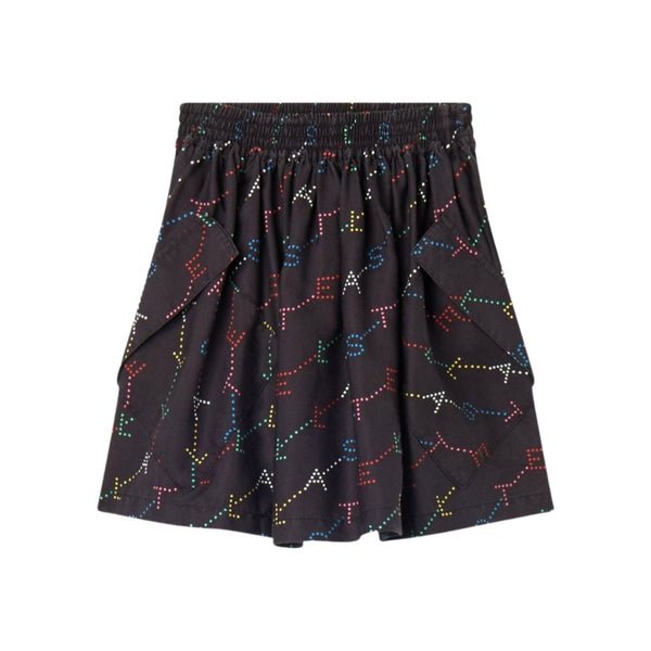 Girls Black Colourful-Logo Skirt
