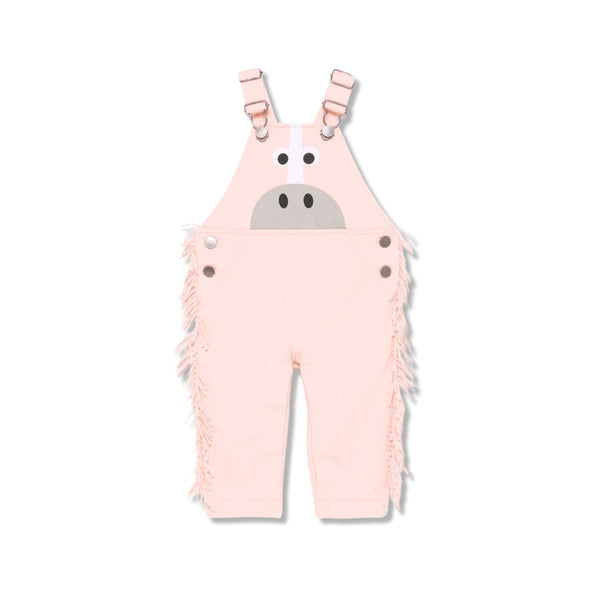 Baby Pink Horse Cotton Dungarees