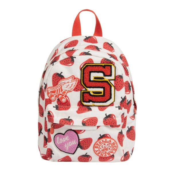 Girls Ivory Strawberry Print Backpack (32cm)