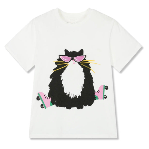 Girls Ivory Cotton T-Shirt with Patches