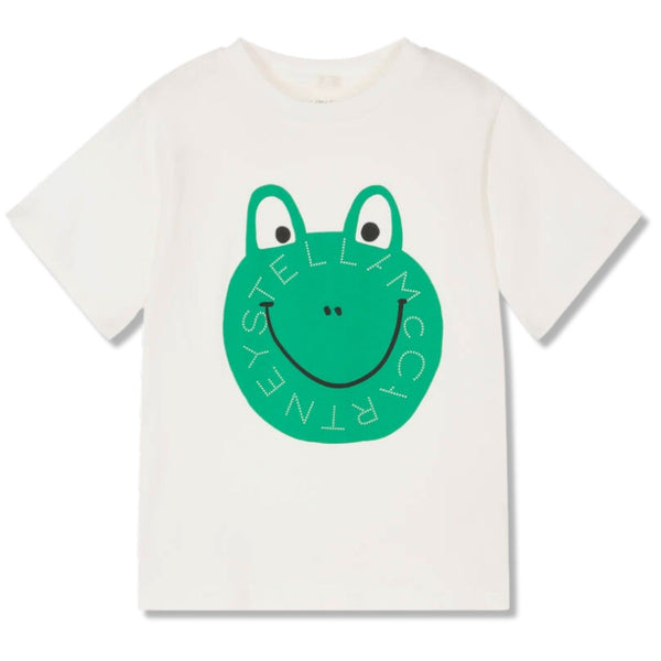 Unisex White Cotton Frog-Print T-Shirt