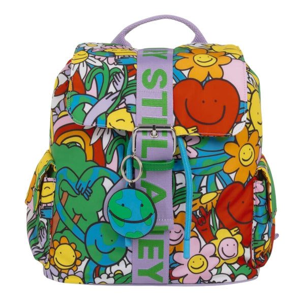 Girls Colourful Earth & Smiling Flowers Backpack (27cm)