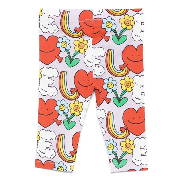 Baby Girls Purple Happy-Heart-Print Leggings