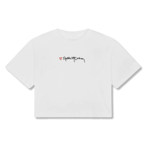 Girls White Heart & Script Logo T-shirt