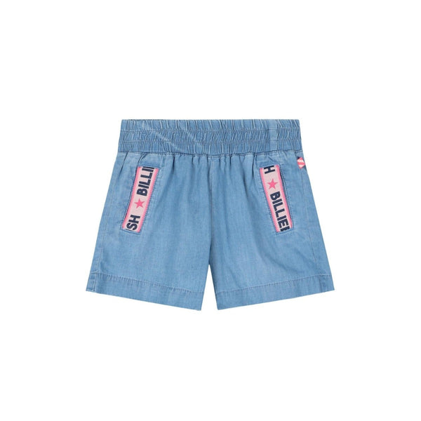 Girls Blue Cotton Logo Shorts