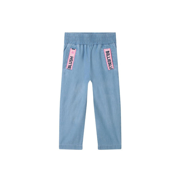 Girls Blue Cotton Logo Jogger