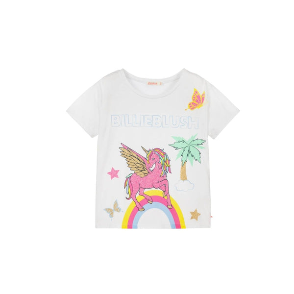 White Cotton Unicorn Logo T-Shirt