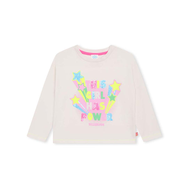 Girls Ivory Cotton DC Full Sleeves T-Shirt