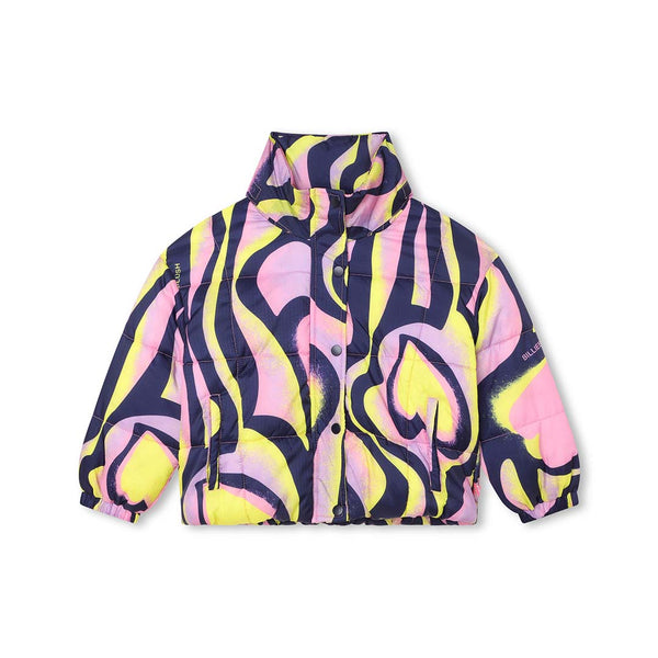 Girls Multi-Color Wave-Print Padded Jacket