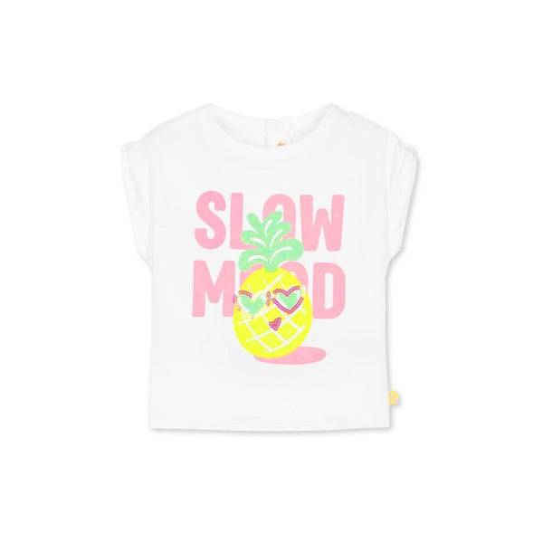 Girls White Sleeveless Pineapple T-Shirt