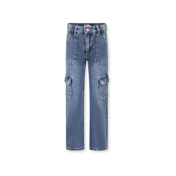 Girls Denim Blue Side Pockets Jeans