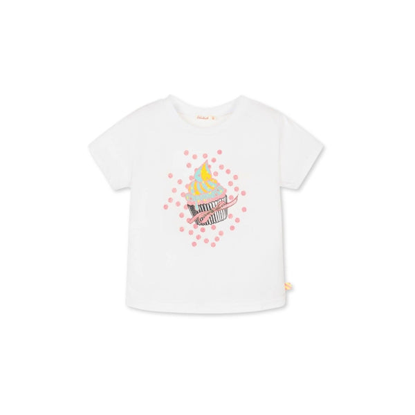Girls White Cupcake Cotton T-Shirt