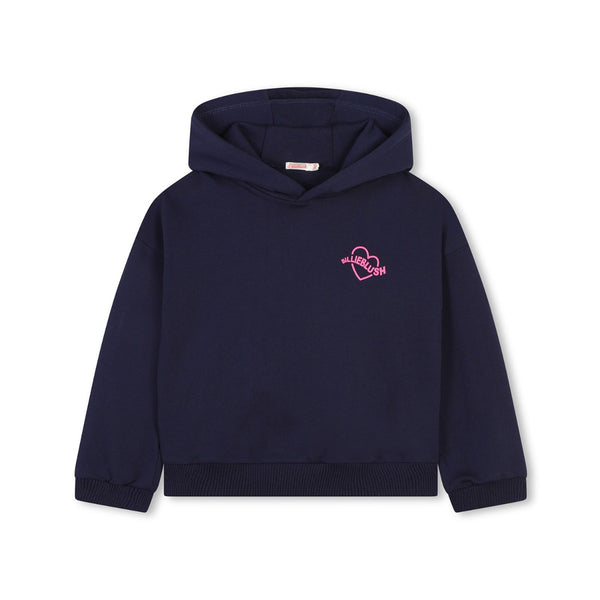 Girls Navy Blue Logo-Print Hoodie