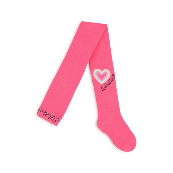 Girls Pink Heart Tights