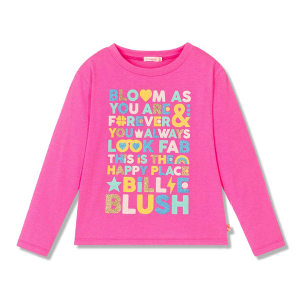 Girls Pink Cotton Slogan-Print T-Shirt