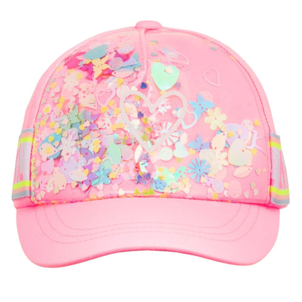 Girls Pink Confetti Logo-Stripe Cap
