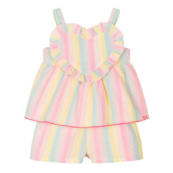 Baby Girls Pink Stripe Heart Shorts Set
