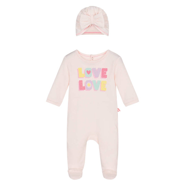 Baby Girls Pink Cotton Romper & Hat Set