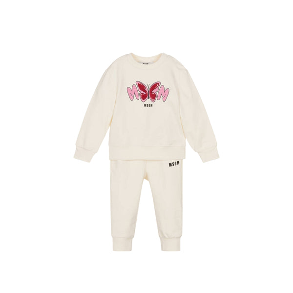 Girls Ivory Cotton Butterfly Tracksuit
