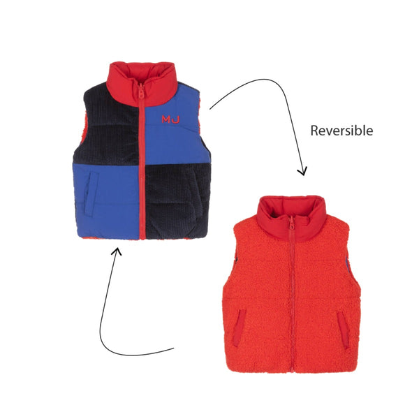 Boys Blue & Red Reversible Fleece Gilet