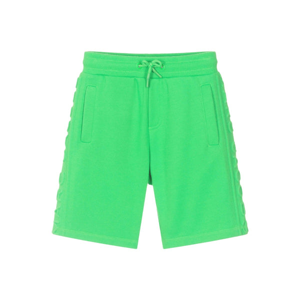 Unisex Neon Green Embossed Cotton Shorts