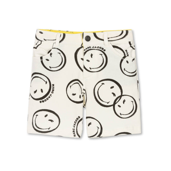 Boys Ivory Cotton Smiley Faces Shorts