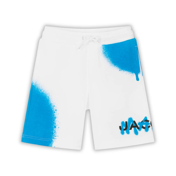 Boys White Cotton Spray Paint Shorts