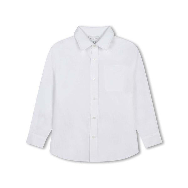 Boys White Long-Sleeves Cotton Shirt