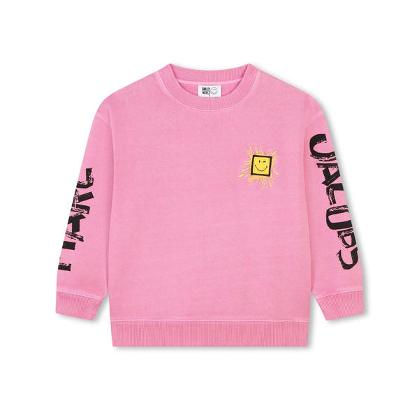 Girls Pink Cotton Smiley Sweatshirt