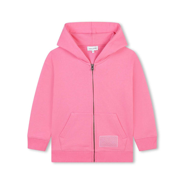 Girls Pink Cotton Zip-Up Hoodie