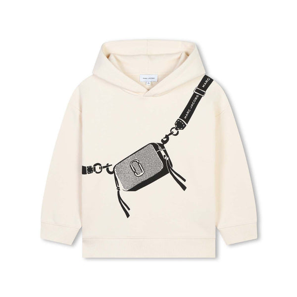 Girls Ivory Cotton Snapshot Bag Hoodie