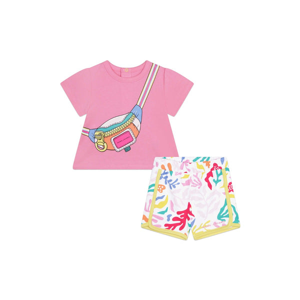 Girls Pink Cotton Shorts Set